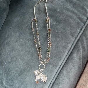 Brighton Silver Plated gorgeous Charm Necklace w Brown topaz